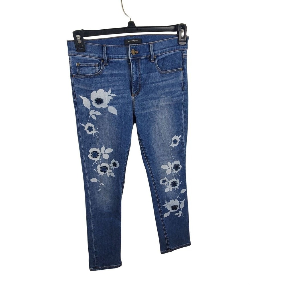 Ann Taylor Petite Jeans Womens 4P The Skinny Crop Mid Rise Skinny Leg Blue